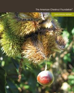 The American Chestnut Foundation® 2009 ANNUAL REPORT Dear Members and Friends, We began with a small group of passionate volunteers joining together to help return a species once thought lost forever to its native fore