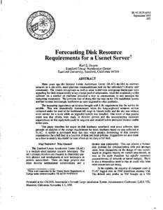 SLAC-PUB-6353 September 1993 l-W Forecasting Disk Resource Requirements for a Usenet Served