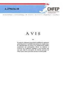 AAVIS sur le projet de règlement grand-ducal modifiant le règlement grand-ducal du 12 mai 2010 déterminant les emplois dans