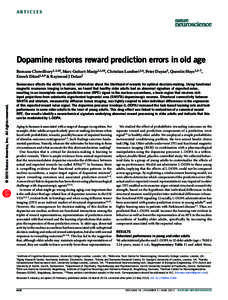 a r t ic l e s  Dopamine restores reward prediction errors in old age © 2013 Nature America, Inc. All rights reserved.