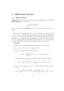 4  Diﬀerential Calculus 4.1