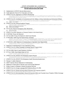 AFROTC DETACHMENT 085—UC BERKELEY Cadet Application Record Form Description and Index DO NOT SIGN OR DATE ANY FORM 01  Establishment of AFROTC Records Memorandum