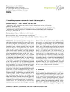 Biogeosciences, 15, 613–630, 2018 https://doi.orgbg © Author(sThis work is distributed under the Creative Commons Attribution 4.0 License.  Modelling ocean-colour-derived chlorophyll a
