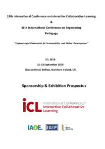 19th International Conference on Interactive Collaborative Learning & 45th International Conference on Engineering Pedagogy “Engineering Collaboration for Sustainability and Global Development”
