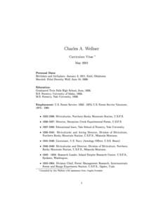 Charles A. Wellner  Curriculum Vitae 