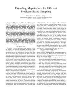 Extending Map-Reduce for Efficient Predicate-Based Sampling Raman Grover 1