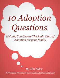 10 Questions to adopt worksheet