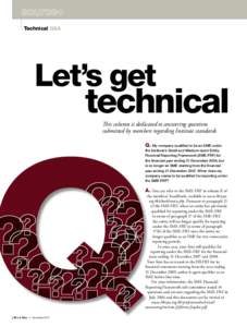 Technical Q&A  Let’s get technical This column is dedicated to answering questions