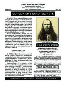 Salt Lake City Messenger Utah Lighthouse Ministry Issue No[removed]S. West Temple, Salt Lake City, UT 84115