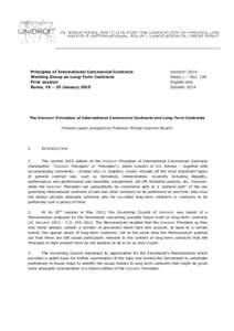 Principles of International Commercial Contracts Working Group on Long-Term Contracts First session Rome, 19 – 23 January[removed]UNIDROIT 2014