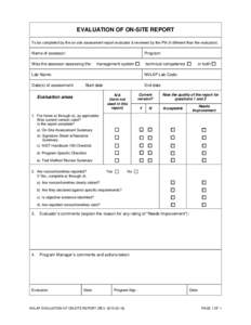 EVALUATION OF ON-SITE REPORT