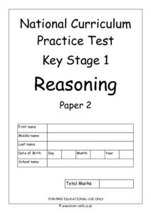 National Curriculum Practice Test Key Stage 1 Reasoning Paper 2