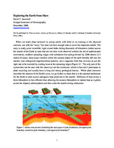 Exploring the Earth from Mars David T. Sandwell Scripps Institution of Oceanography December, 2000 [removed] (To be published in: Plate tectonics, Stories of Discovery, editors, N. Oreskes and H. LeGrand, Columb