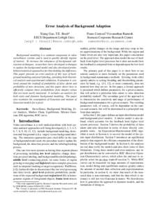 Error Analysis of Background Adaption  Xiang Gao, T.E. Boult EECS Department Lehigh Univ. [xig3 | tboult]@eecs.lehigh.edu