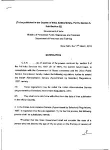 [To be published in the Gazette of India, Extraordinary, Part II, Section 3, Sub-Section (i)] Government of India Ministry of Personnel, Public Grievances and Pensions Department of Personnel and Training