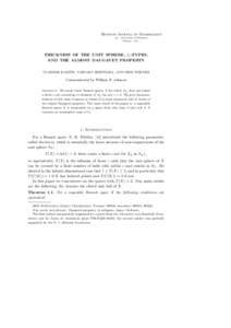 Houston Journal of Mathematics c University of Houston Volume , No. ,  THICKNESS OF THE UNIT SPHERE, `1 -TYPES,