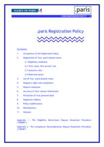 .PARIS REGISTRATION POLICY  1 .paris Registration Policy