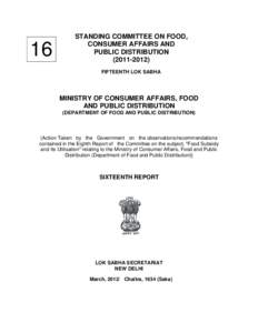 16  STANDING COMMITTEE ON FOOD, CONSUMER AFFAIRS AND PUBLIC DISTRIBUTION)