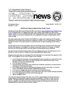 FinCEN Issues Report on Informal Value Transfer Systems