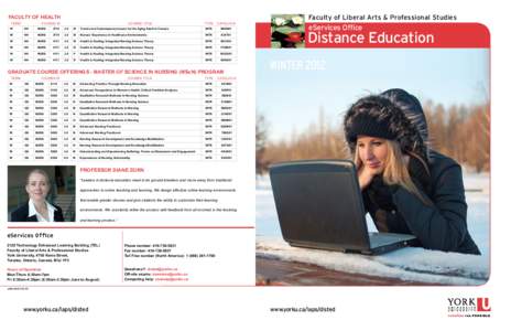 Winter 2012 Distance Education Course Offerings (W & WW Terms)  FACULTY OF HEALTH TERM  Faculty of Liberal Arts & Professional Studies