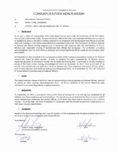 PALM BEACH COUNTY COMMISSION ON ETHICS  COMPLIANCE REVIEW MEMORANDUM To:  Alan Johnson, Executive Director