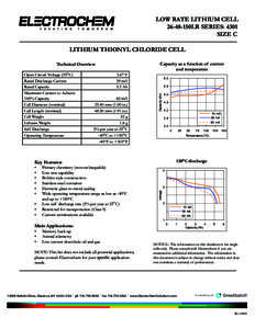 Low Rate Lithium Cell - Size C