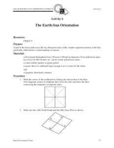 SOLAR PHYSICS AND TERRESTRIAL EFFECTS  Activity 6  