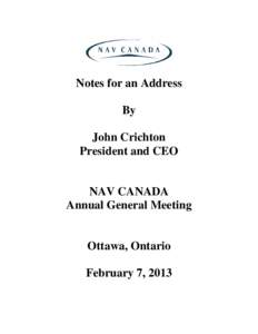 AGM Speaking Notes / President and CEO