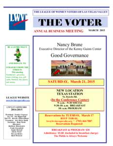 THE LEAGUE OF WOMEN VOTERS OF LAS VEGAS VALLEY  THE VOTER ANNUAL BUSINESS MEETING  BE A LEPRECHAUN