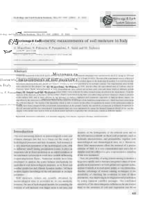 Hydrology and Earth System Sciences, 7(6), 937Microwave © EGU radiometric measurements of soil moisture in Italy Microwave radiometric measurements of soil moisture in Italy G. Macelloni, S. Paloscia, P. Pa