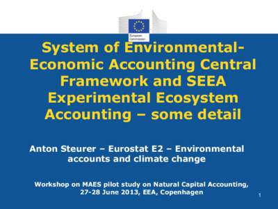 System of EnvironmentalEconomic Accounting Central Framework and SEEA Experimental Ecosystem Accounting – some detail Anton Steurer – Eurostat E2 – Environmental accounts and climate change