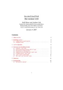 Guide2lhs2TeX (for version 1.12) ¨ Ralf Hinze and Andres Loh ¨ Informatik III, Universit¨at Bonn Institut fur