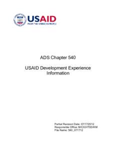 ADS Chapter 540 : USAID Development Experience Information