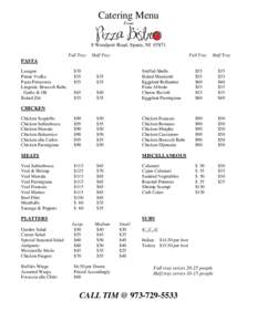 Catering Menu From 8 Woodport Road, Sparta, NJFull Tray