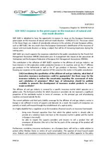 GDF SUEZ response to the green paper on the insurance of natural and man-made disasters