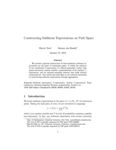 Constructing Sublinear Expectations on Path Space Marcel Nutz ∗  Ramon van Handel