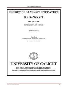 Microsoft Word - BA Sanskrit I Sem. Complementary Course - History of Sanskrit