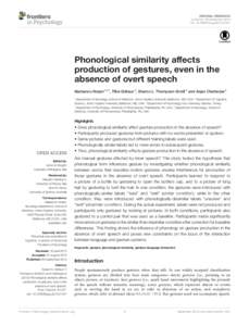 Phonological similarity affects production of gestures, even in the absence of overt speech