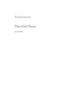 Franz Lemmermeyer  Class Field Theory