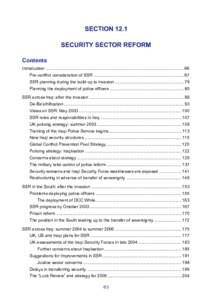 SECTION 12.1 SECURITY SECTOR REFORM Contents Introduction ..................................................................................................................... 66 Pre‑conflict consideration of SSR .