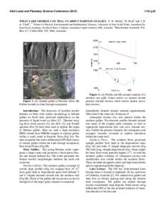 43rd Lunar and Planetary Science Conferencepdf WHAT LAKE GEORGE CAN TELL US ABOUT MARTIAN GULLIES. S. W. Hobbs1, D. Paull1 and J. D. A. Clark2, 1 ASchool of Physical, Environmental and Mathematical Sciences
