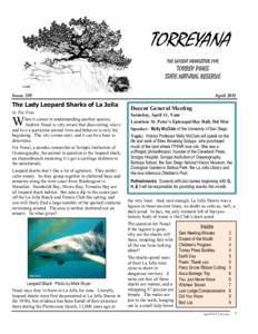 TORREYANA THE DOCENT NEWSLETTER FOR TORREY PINES STATE NATURAL RESERVE Issue 359