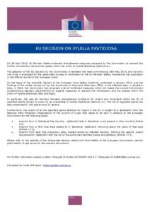 Foreign relations / Law / Government / Xanthomonadales / Xylella fastidiosa / Agreement on the Application of Sanitary and Phytosanitary Measures / European Union