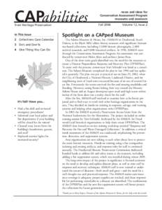CAPabilities from Heritage Preservation news and ideas for Conservation Assessment Program museums and assessors