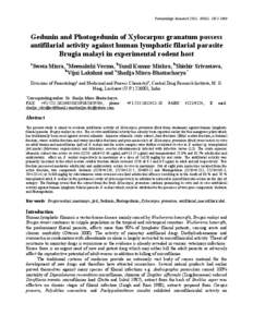 Gedunin and Photogedunin of Xylocarpus granatum possess antifilarial activity against human lymphatic filarial parasite Brugia malayi in experimental rodent host