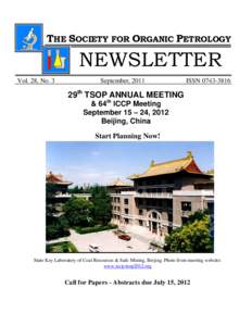 THE SOCIETY FOR ORGANIC PETROLOGY  NEWSLETTER Vol. 28, No. 3  September, 2011