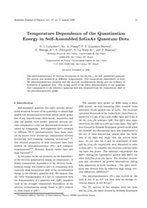 Brazilian Journal of Physics, vol. 27, no. 1, march, Temperature Dependence of the Quantization Energy in Self-Assembled InGaAs Quantum Dots