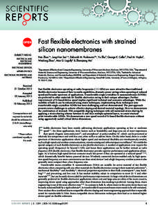 Fast flexible electronics with strained silicon nanomembranes SUBJECT AREAS: ELECTRICAL AND ELECTRONIC ENGINEERING