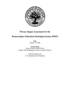 Privacy Impact Assessment for the Postsecondary Education Participate System (PEPS) [PDF]