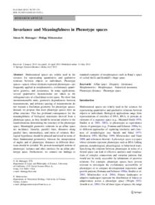 Evol Biol:335–351 DOIs11692x RESEARCH ARTICLE  Invariance and Meaningfulness in Phenotype spaces
